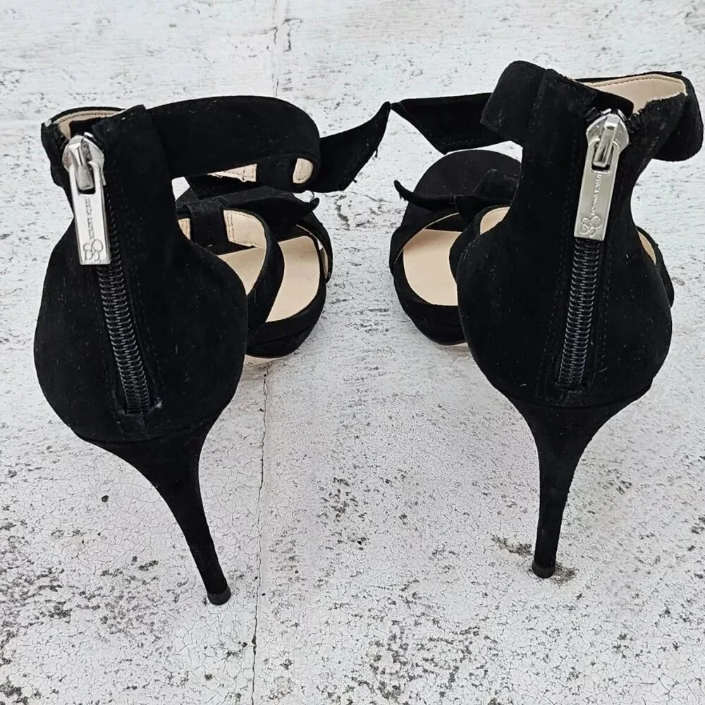 Jessica Simpson Women Heel Pump Sandal Black Suede Upper JS Kaycie Size 8.5M 39 - Picture 13 of 13